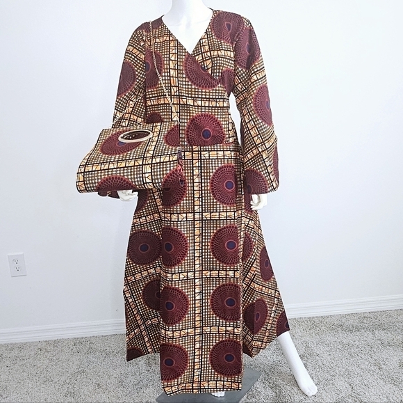 Utopia Africa Designs Dresses & Skirts - WRAPPED MAXI DRESS WITH POCKETBOOK